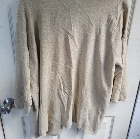 New with tags susan graver style Womens 1X sweater Cardigan gold glittered pearl - Picture 8 of 8